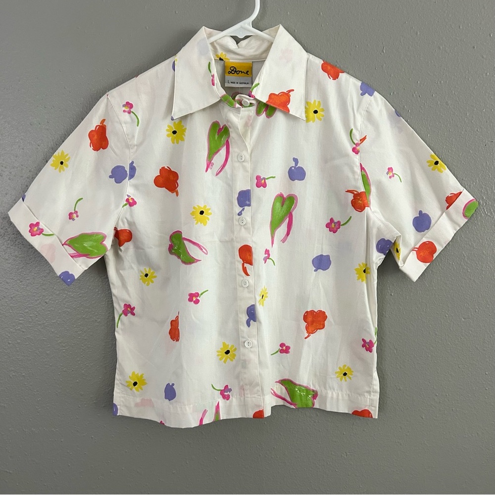 VTG Ken Done Button Up Shirt Art You Wear Hand Painted Print Australia Sz L NWT